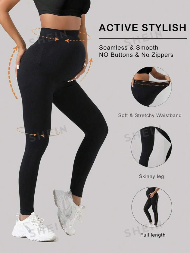 SHEIN Maternity High Waist Tummy Control Butt Lifting Thigh Slimmer & Breathable Softness Leggings | SHEIN UK