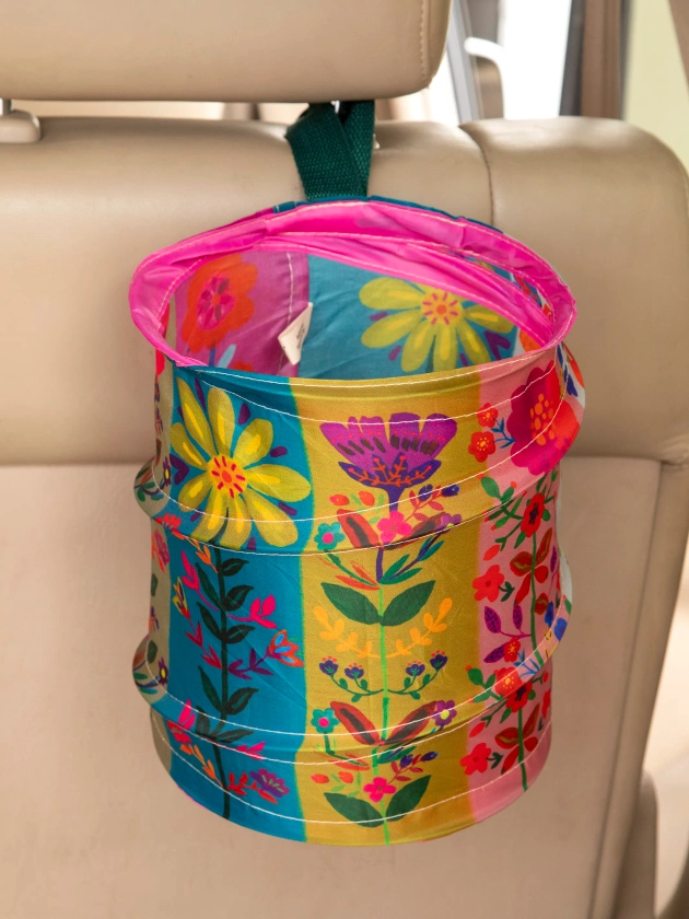 Pop-Up Car Trash Can - Folk Flower – Natural Life