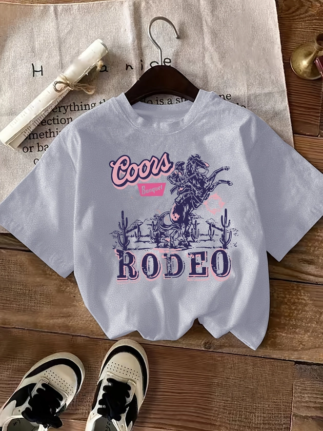 Coors Rodeo Graphic T shirt Women Casual Polyester Knit - Temu