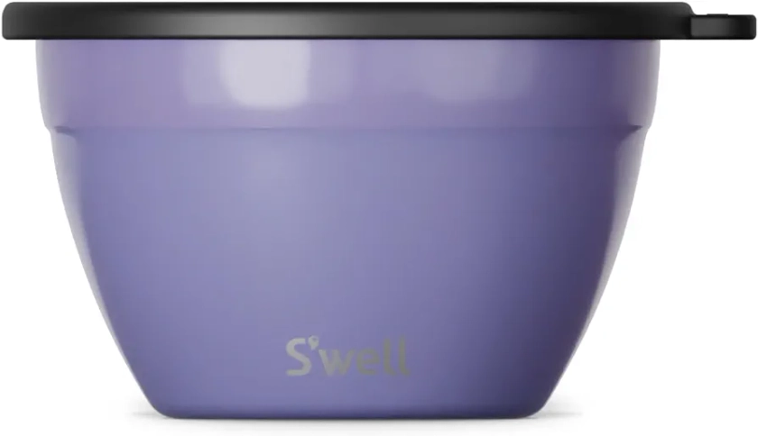 S'well Stainless Steel Salad Bowl Kit 64oz, Hillside Lavender, Comes with 2oz Mini Canister and Removable Tray for Organization, Leakproof, Easy to Clean, Dishwasher Safe