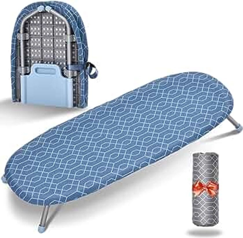 APEXCHASER Foldable Ironing Board, Tabletop Small Board with 2 Heat Resistant Covers, Portable Folding Mini Non-Slip Feet for Home, Laundry Rooms, Dorms, Travel Use