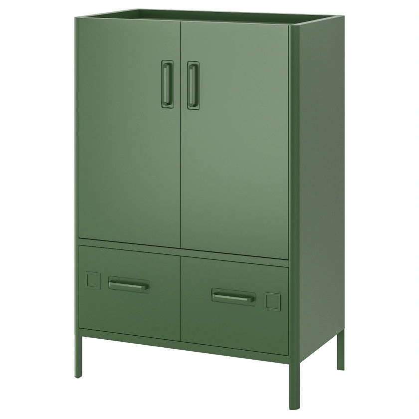 IDÅSEN cabinet with doors and drawers, dark green, 80x47x119 cm - IKEA