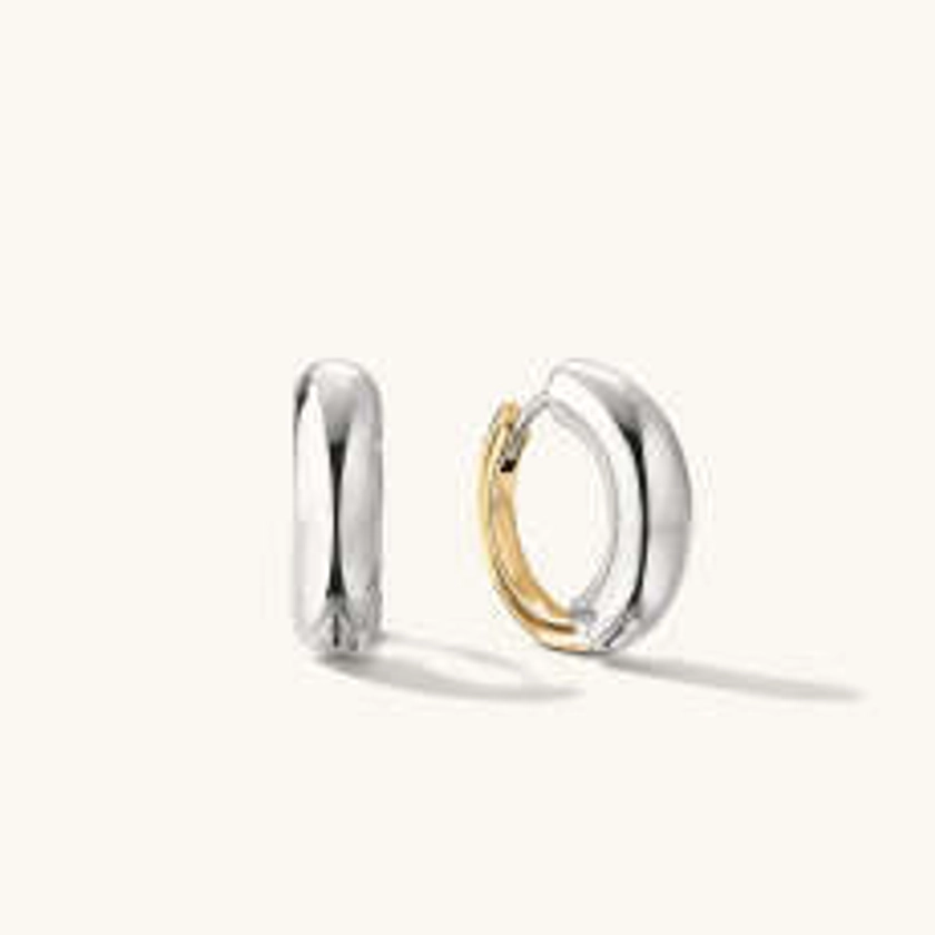 Mixed Medium Tube Hoops : Handcrafted in 18k Gold Vermeil and Sterling Silver | Mejuri