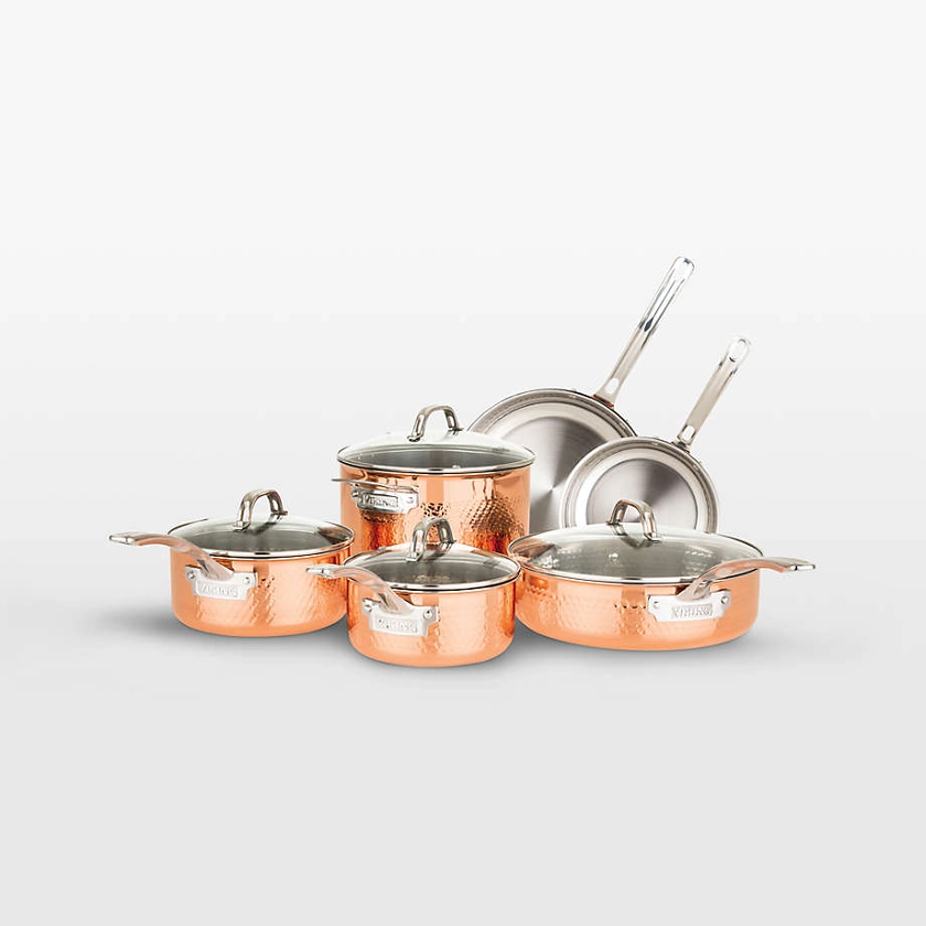 Viking Copper Hammered 10-Piece Cookware Set + Reviews | Crate & Barrel