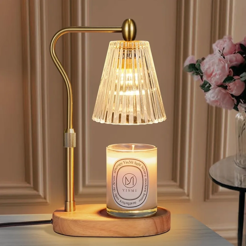 seenlast Lampe Chauffe-Bougie, Lampe Parfumée avec Minuterie et Variateur, Candle Warmer Lamp électrique, Chauffe-Bougie Vintage pour Bougies Parfumées en Verre, Maison, Chambre, Décoration (Or)