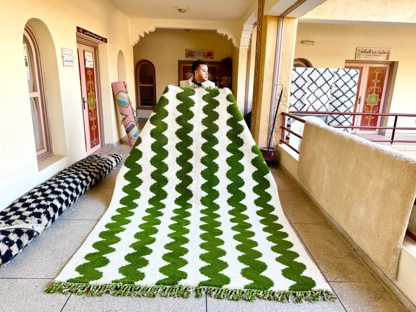 GORGEOUS BENIOURAIN CARPET, Moroccan Handmade Rug, Green Rug, Living Room Rug, Handmade Wool Carpet, Azilal Berber Rug, Handwoven Rug - Etsy UK