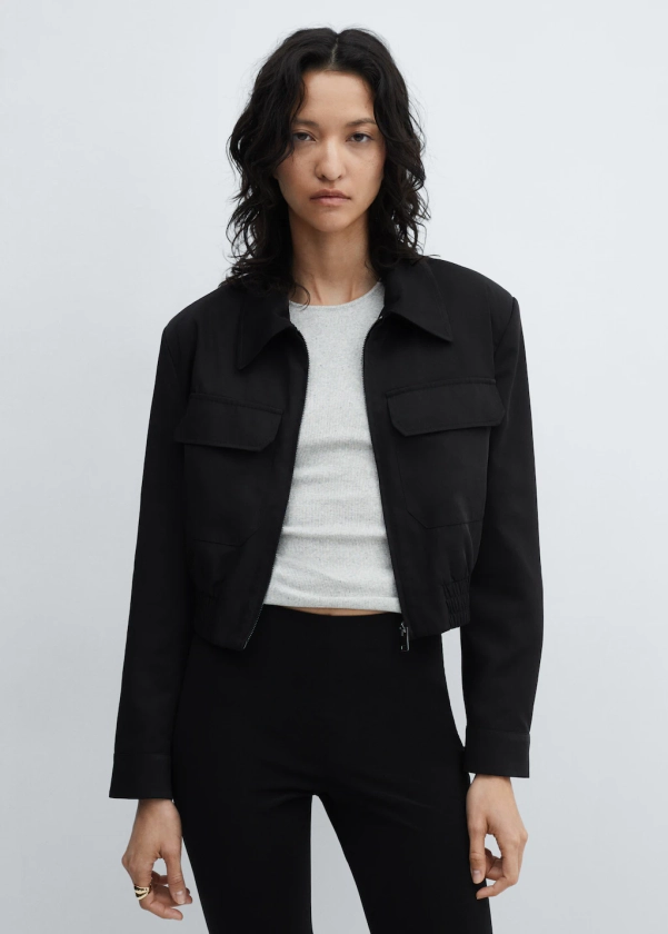 Veste crop poches - Femme | MANGO France métropolitaine