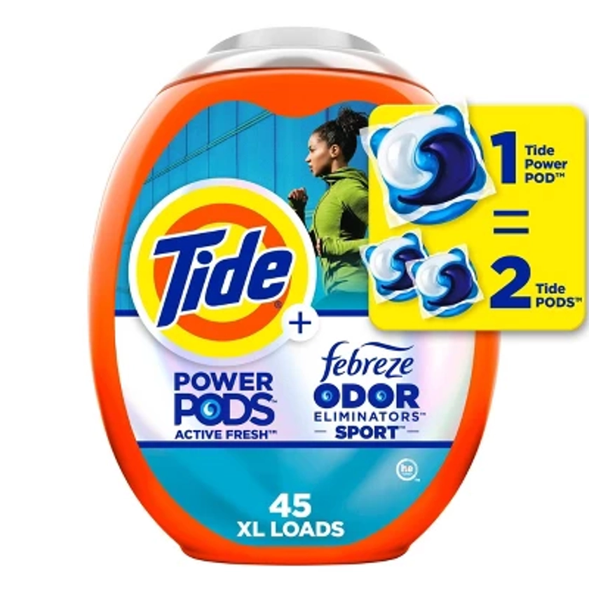 Tide Sport Power Pods HE Compatible Febreze Odor Eliminator Laundry Detergent Soap Pacs - 72oz/45ct