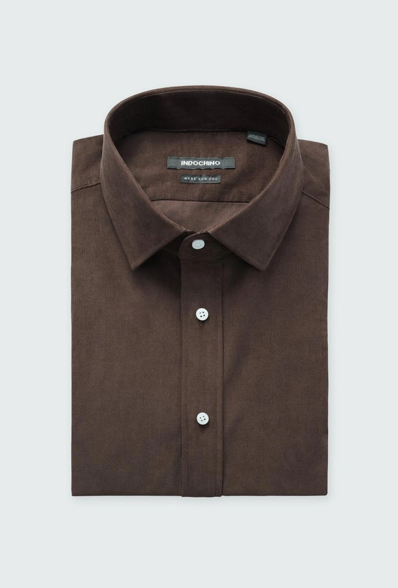 Men's Custom Shirts - Fairwood Corduroy Brown Shirt | INDOCHINO