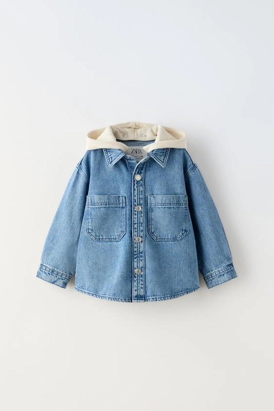 MATCHING HOOD DENIM OVERSHIRT