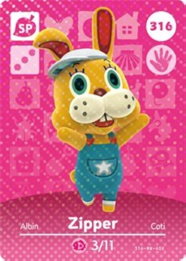 Zipper - Nintendo Animal Crossing Happy Home Designer Series 4 Amiibo Card - 316