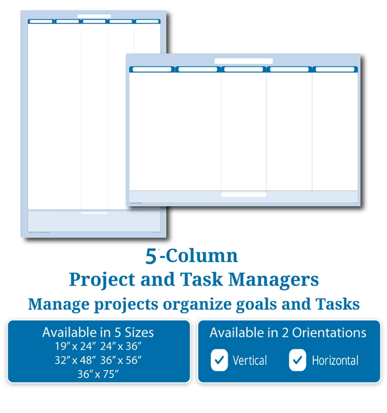 5-Column Task Job Goals Planner Wall Organizer