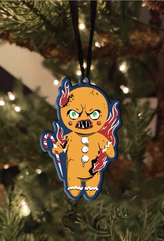 Holiday Horrors - Krampus - Gingerbread Man Metal Ornament