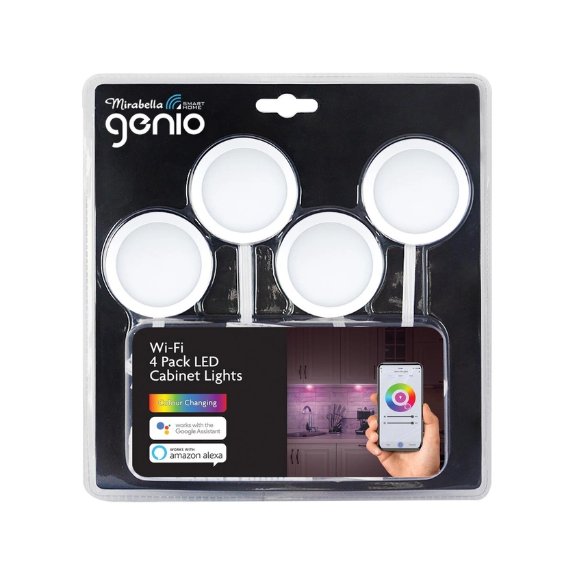 Mirabella Genio Wi-Fi Smart Cabinet Light - 4 Pack