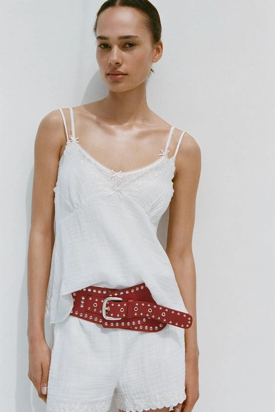 EMBROIDERED COTTON GAUZE TOP