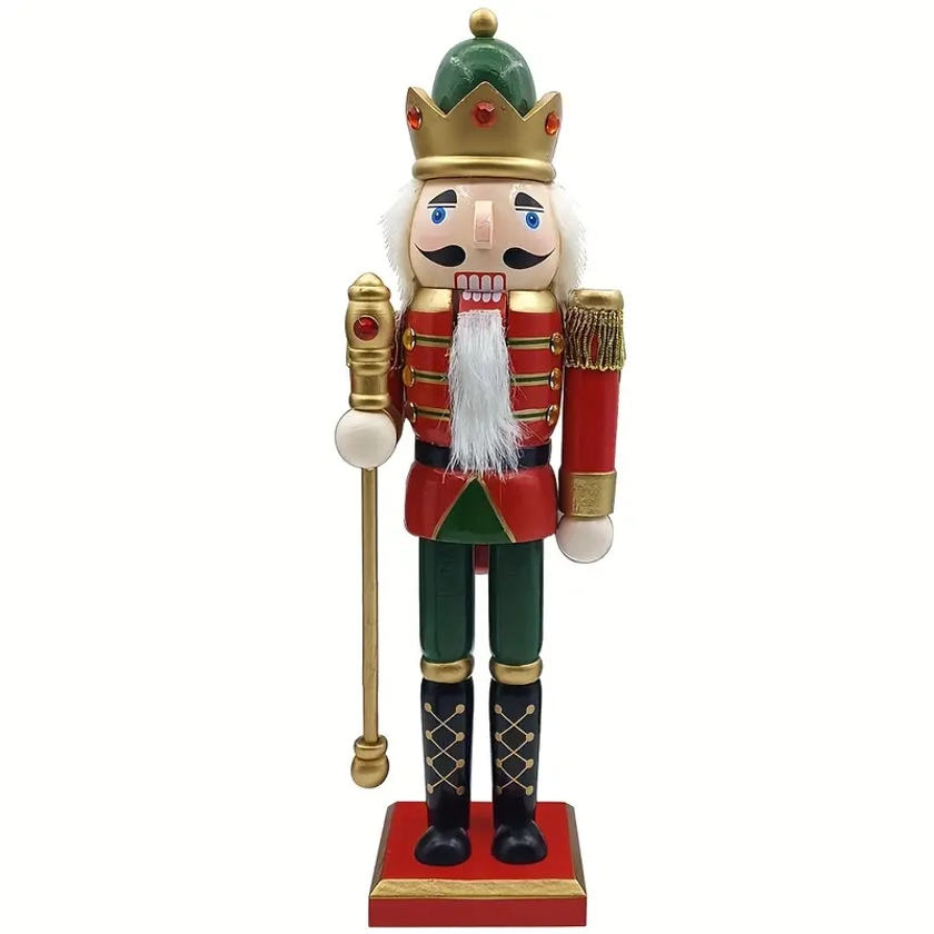 Christmas Nutcracker King Figurine, 11.81-Inch Traditional * with Scepter, Festive Tabletop Holiday Decor, Manufactured Wood Nutcracker for Christmas Display