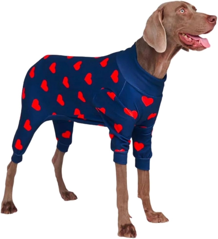 Amazon.com : Spark Paws Dog Pajamas - Crafted for Canine Comfort: Signature 4-Way Stretch Fabric, Calming Fleece Interior, and Precision Fit Technology - Hearts - M : Pet Supplies