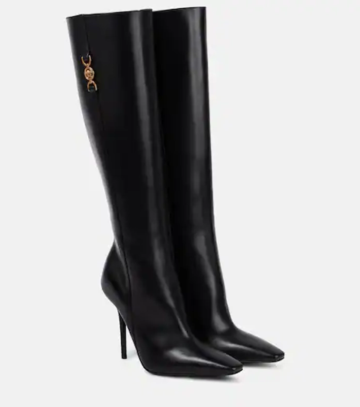 Medusa '95 leather knee-high boots in black - Versace | Mytheresa