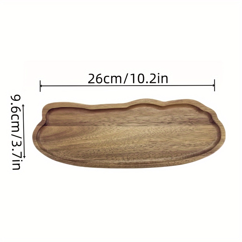 1pc Wood Tray, Irregular Cloud Shaped Serving Tray Suitable For Breakfast, Dessert, Bread, Snacks, Sushi, Multifunctional Plate, Tea Coffee Tray, Dura