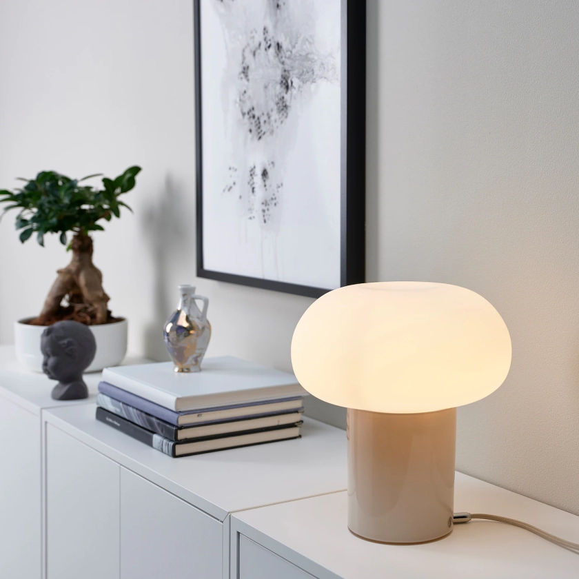 DEJSA Lampe de table, beige/opalin verre, 28 cm - IKEA