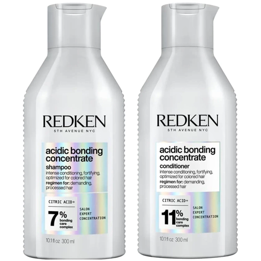 Redken Acidic Bonding Concentrate Shampoo 300ml and Conditioner 300ml Bundle, Bond Repair for Damaged Hair