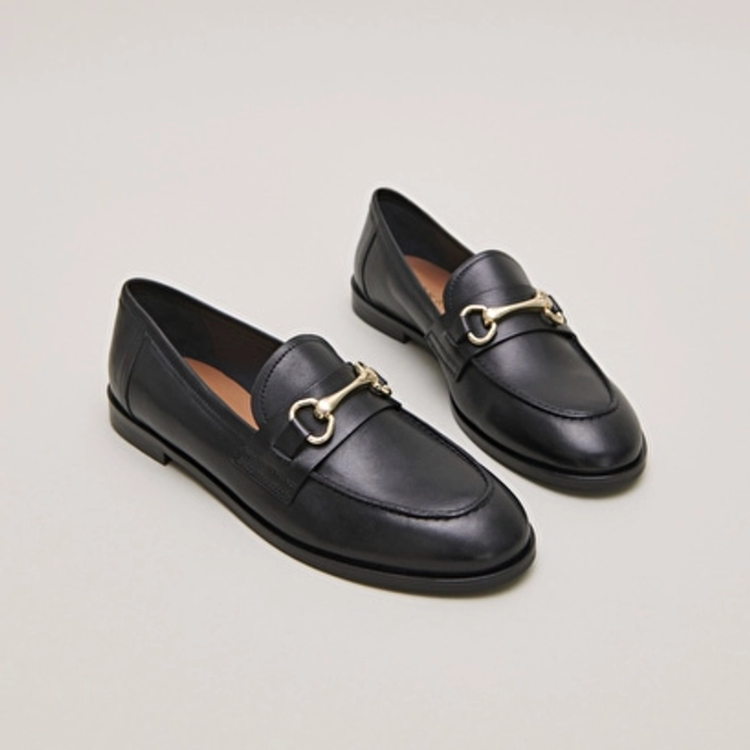 Mocassins à mors dorés en cuir noir pour Femme | Jonak