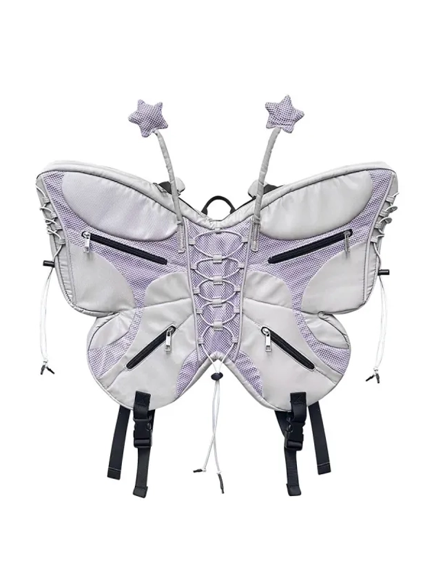 [167.27€]Sac à Dos Butterfly Gris et Violet