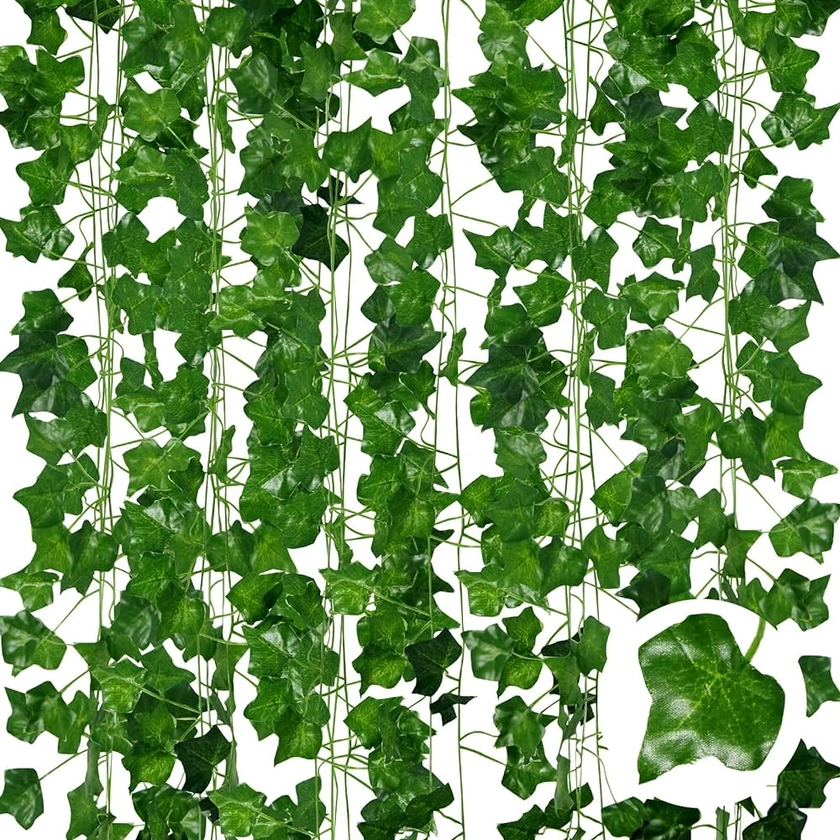 Amazon.com: ADORAMOUR Artificial Ivy Garlands - 6Pack x 83 Inch Length - Realistic Fake Vines for Room Aesthetic and Garden Wall Decoration for Indoor Outdoor, Green Faux Leaves Plastic Hanging Plants Greenery : Home & Kitchen