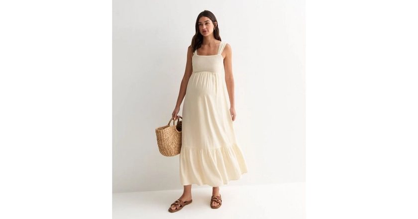 Maternity Cream Square Neck Midi Dress | New Look