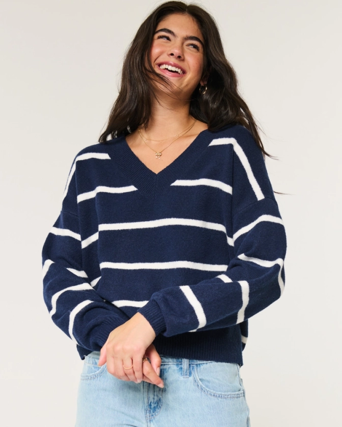 Women's Hollister Comfy Cloud Oversized V-Neck Sweater | Women's Tops | HollisterCo.com