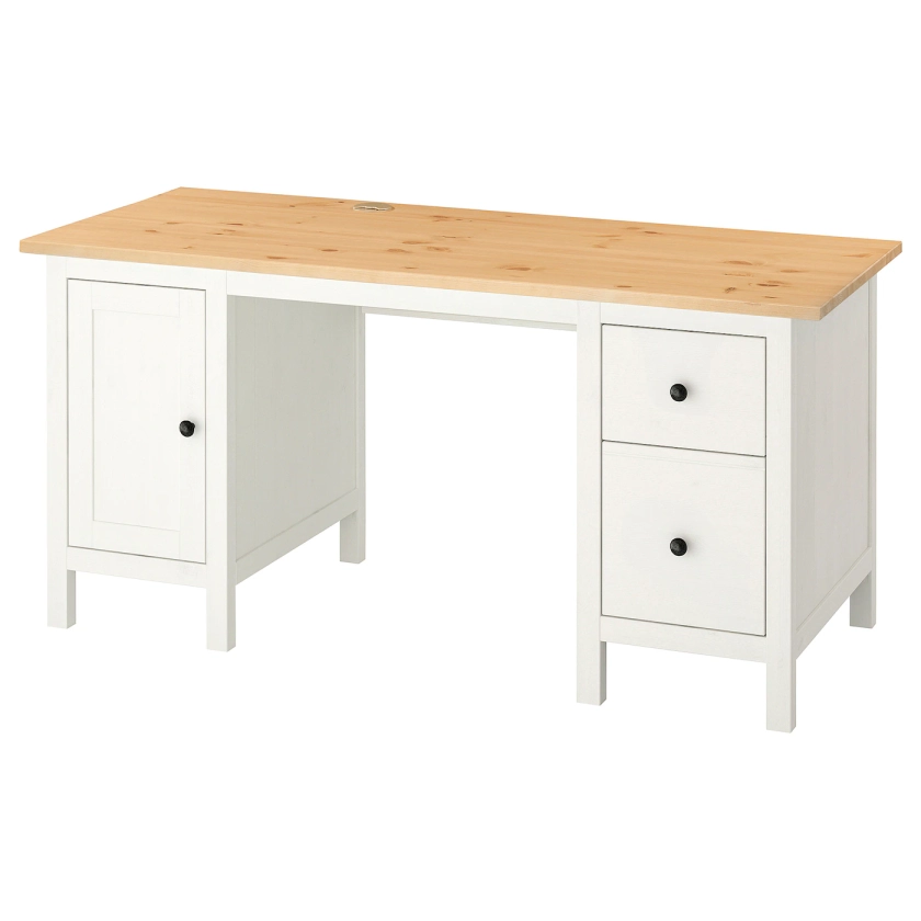HEMNES desk, white stain/light brown, 155x65 cm - IKEA