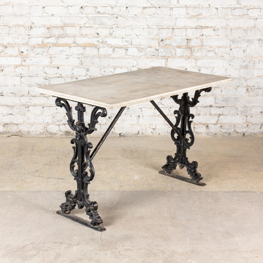 Cast Iron Table With Original Marble Top | Vinterior