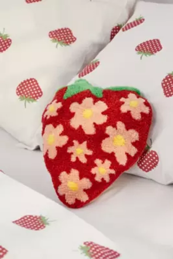 Mini coussin tufté fraise