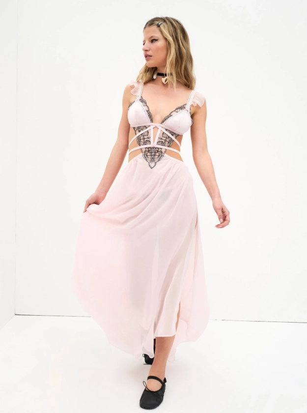 Rue Maxi Slip Dress — Pink