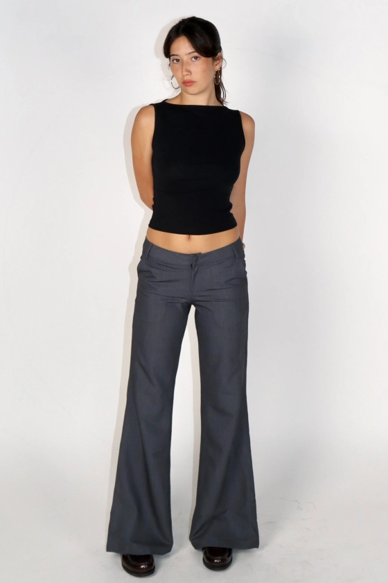 Wide leg straight-fit low rise trousers