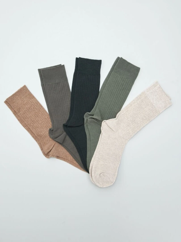 Lot de 5 chaussettes côtelées