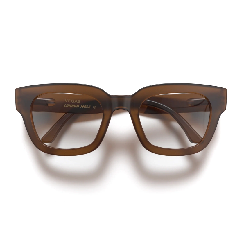 Vegas reading glasses in rubberised transparent brown