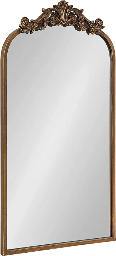 Kate and Laurel Arendahl Traditional Arch Mirror, 19" x 30.75", Gold, Baroque Inspired Wall Decor
