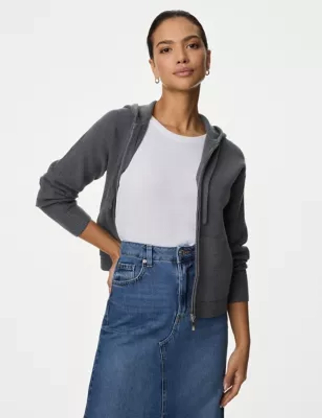 Soft Touch Zip Up Hoodie | M&S Collection | M&S