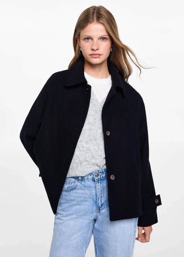 Manteau court drap de laine - Teen | MANGO France métropolitaine