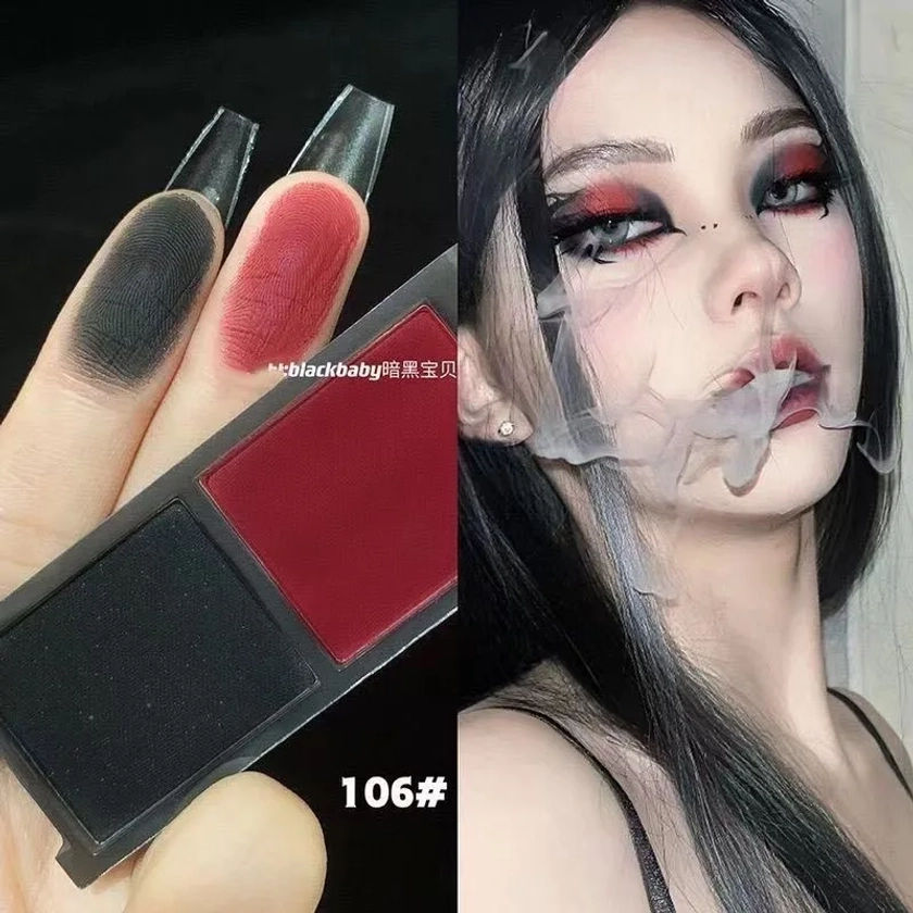 Biya-sombra de ojos portátil de 2 colores, placa roja y negra, sombra de ojos mate, Cosméticos ahumados oscuros, maquillaje para fiesta de Halloween, maquillaje Diy - AliExpress