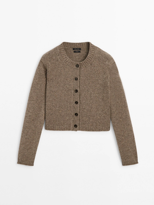 Cardigan court 100 % laine · Vison · Pulls Et Cardigans | Massimo Dutti