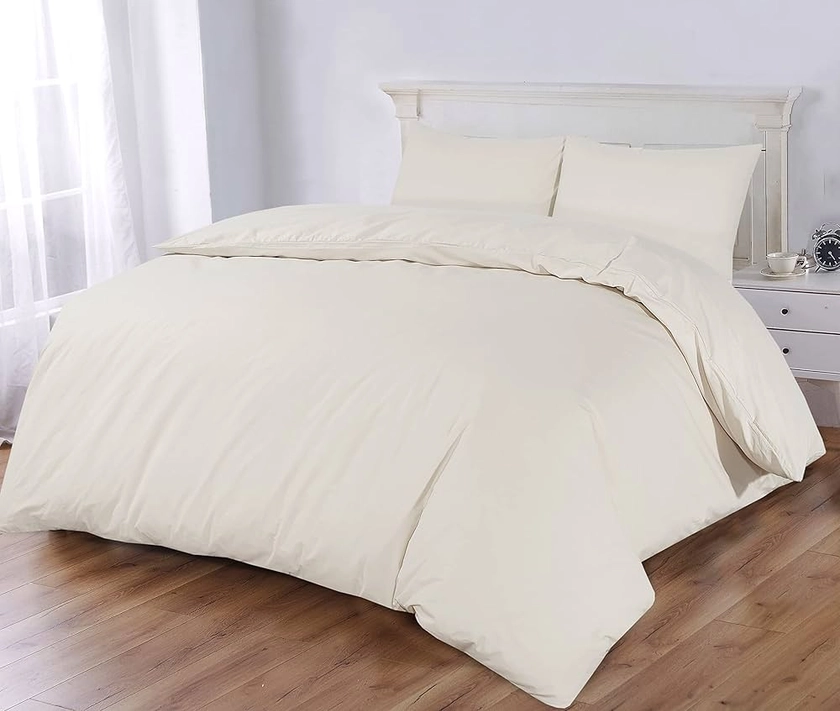 Sapphire Collection 100% Egyptian Cotton 300 Thread Count Duvet Cover With Pillow Case Bedding Set (Single, Cream) : Amazon.co.uk: Home & Kitchen