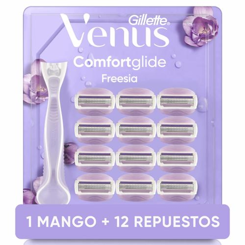 Gillette Venus ComfortGlide Freesia Rasuradora Mujer 1 Mango + 12 Repuestos