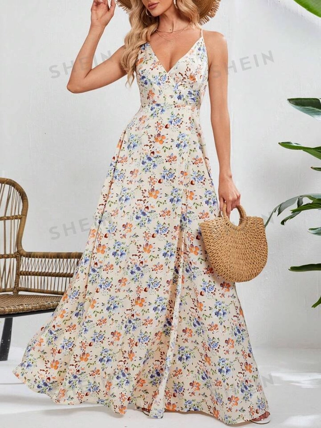 SHEIN Tall Women's Floral Printed Spaghetti Strap Dress