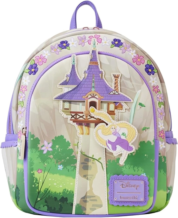 Loungefly Disney Tangled Rapunzel Swinging From Tower Mini Backpack Womens Double Strap Shoulder Bag Purse