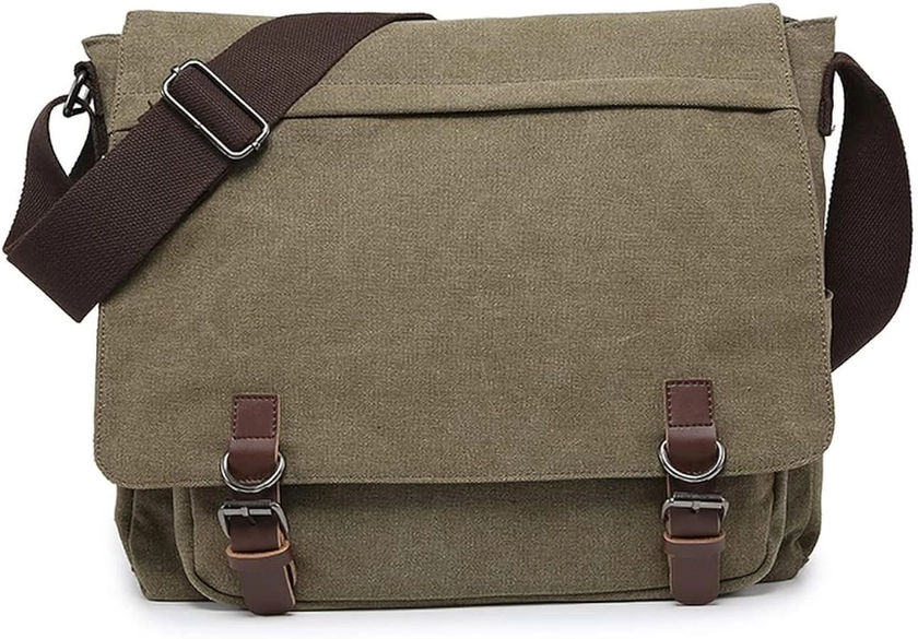 Large Vintage Canvas Messenger Shoulder Bag Travel Crossbody Purse Briefcase Business Bag for 15inch Laptop