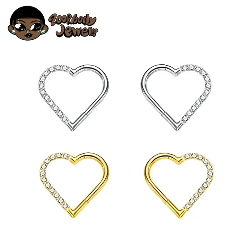 Heart Daith Pierced Nose Ring ASTM F136 Implantation Grade Diaphragm 16G Clicker Tragus Leather Earring Body Jewelry Wholesale - AliExpress 