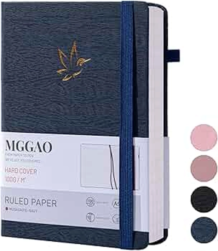 MGGAO Cahier ligné pour l'écriture, journal ligné avec 320 pages, cahier à couverture rigide pour l'écriture, papier épais 100 g/m², format A5 pour le travail, l'étude