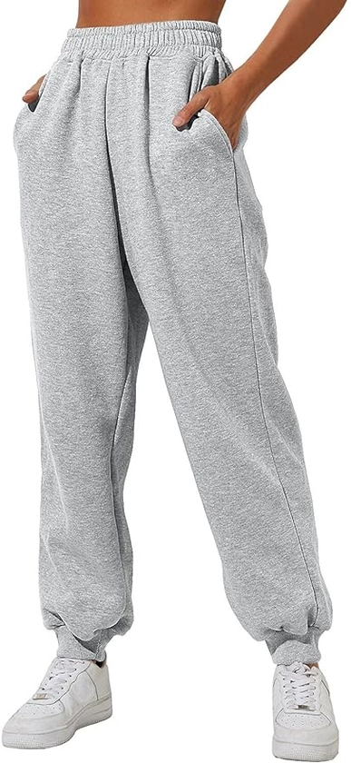 Yovela Womens High Waisted Baggy Sweatpants 2024 Fall Jogger Pants Y2k Trendy Lounge Trousers with Pockets